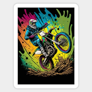 Dirt Bike With colorful Paint Splash Design Sticker